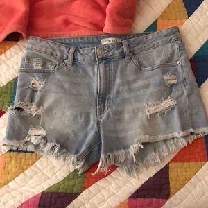 high waisted denim cut off shorts